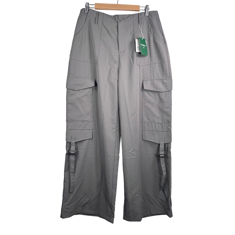 Halara Grey Wide Leg Cargo Pants sz L Casual Utility preppy chic 90s